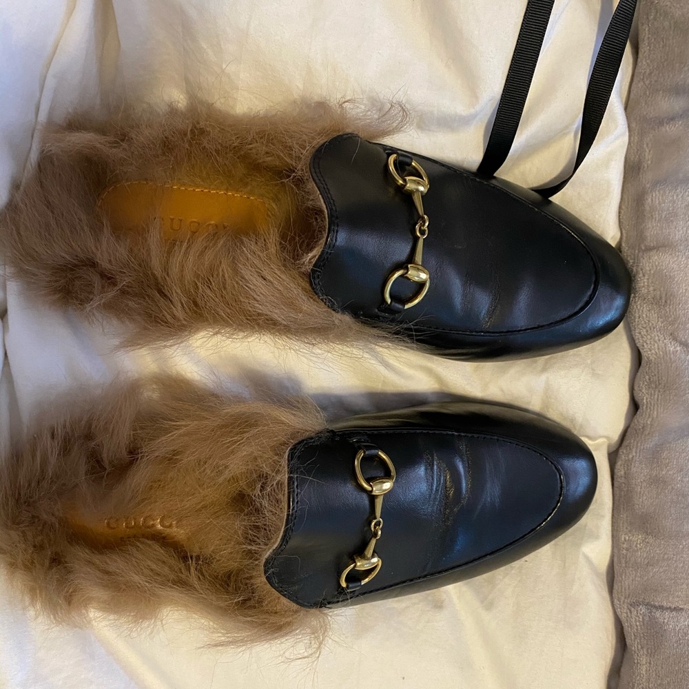 Gucci leather slip ons